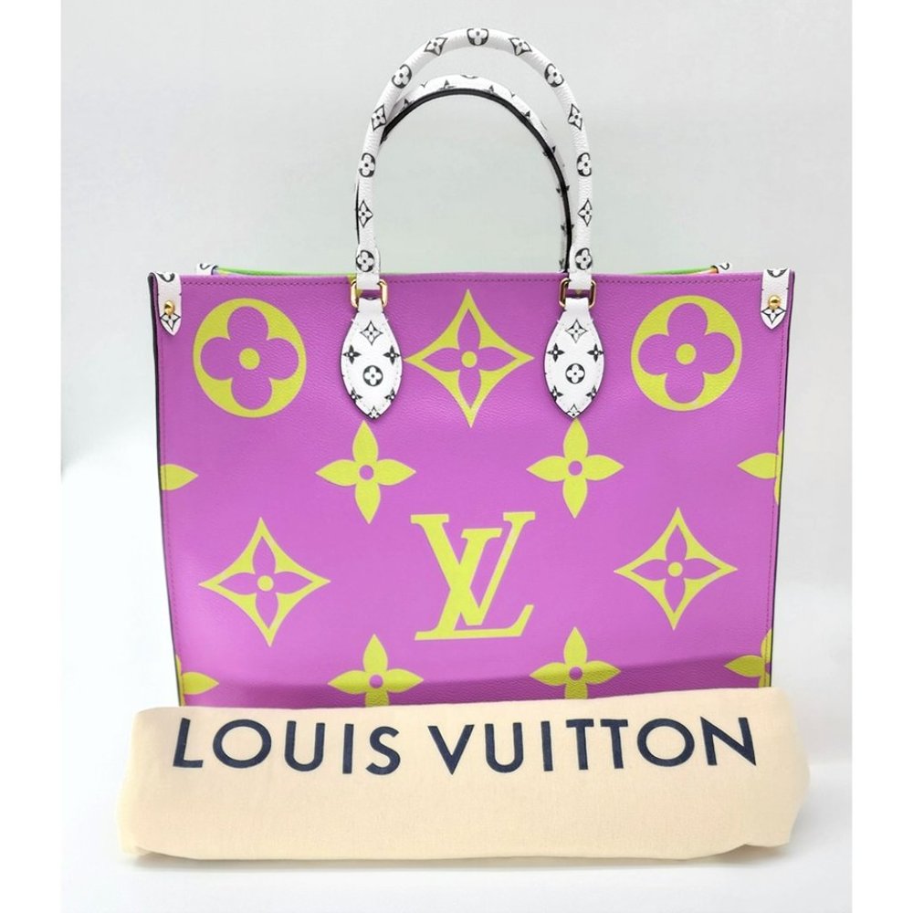 Louis Vuitton Onthego GM Giant Flower Limited Edition Purple Vert Monogram Tote - Picture 1 of 12